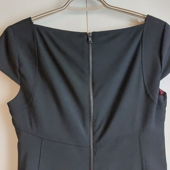 Le Chateau Black Dress Square Neck Back Zipper Closure Size M - Picture 3 of 11
